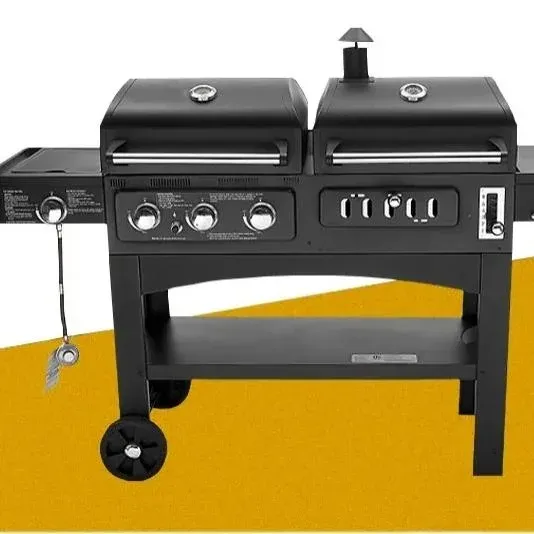 20 People Professionnel Outdoor Courtyard Party Barbecue Grill Smoke Stove Gas Charcoal Double Use Portable Skewers BBQ Oven