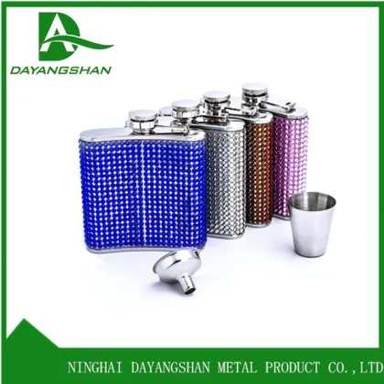 6oz Portable Beautiful Purple Jagermeister Stainless Steel Hip Flask Gift Set