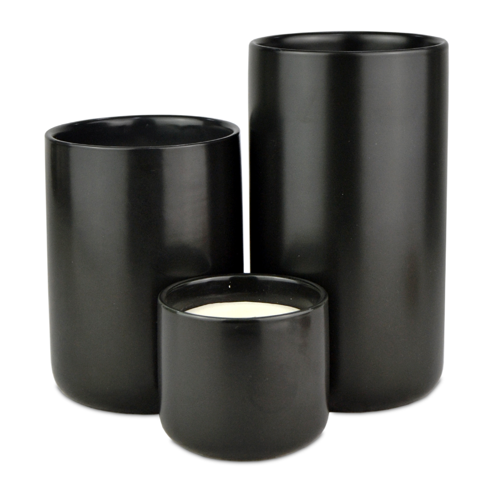 Black Surface Scented Soy Wax Ceramic Jar Candles