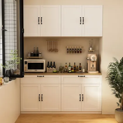Whole House Custom White Minimalist Furniture Wood Wholesale Kitchen Pantry Organizer Cabinet