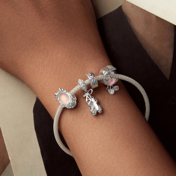 Silver Love Heart DIY Charm Bracelet for Women