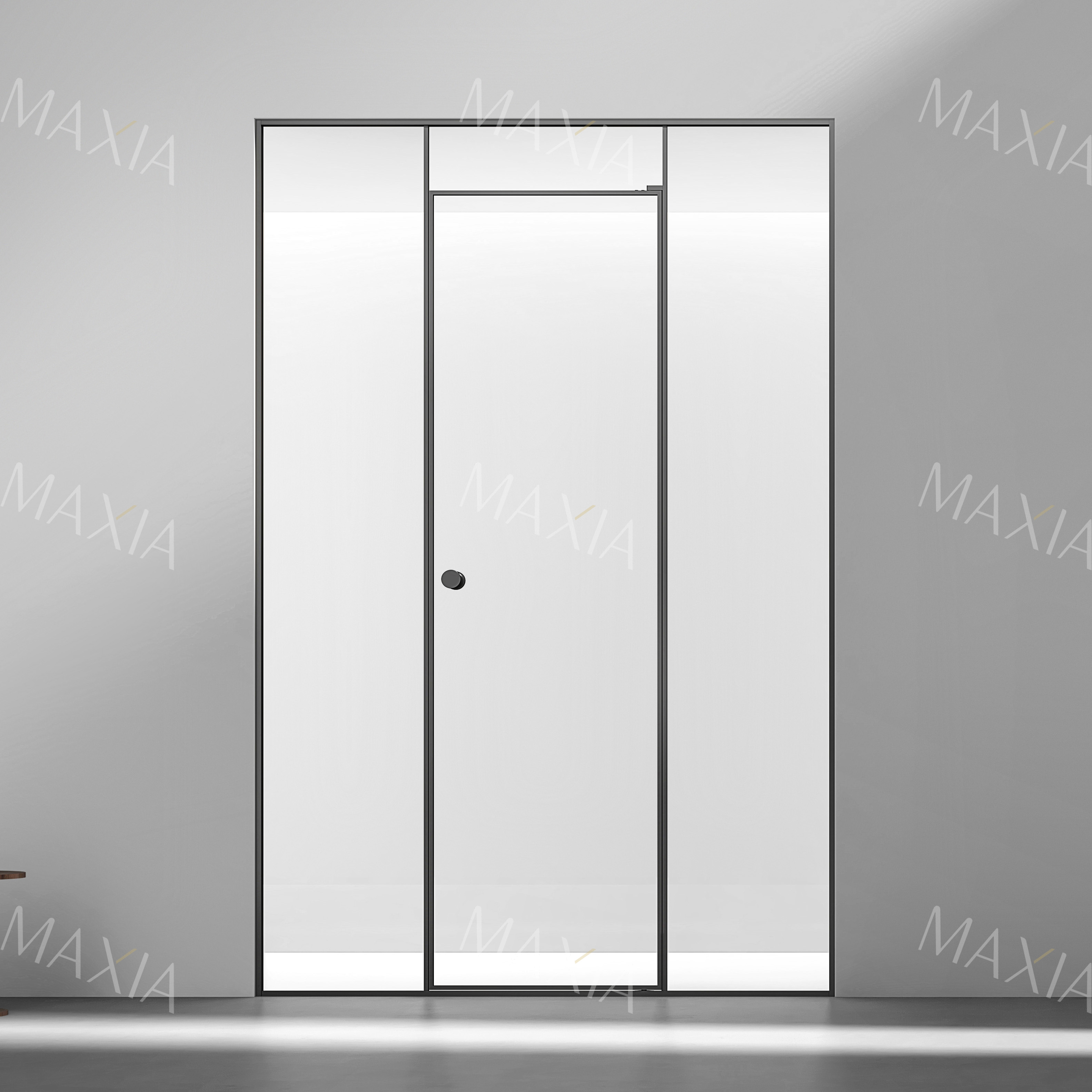 Поворотная дверь с конструкцией смещения высоты стекла