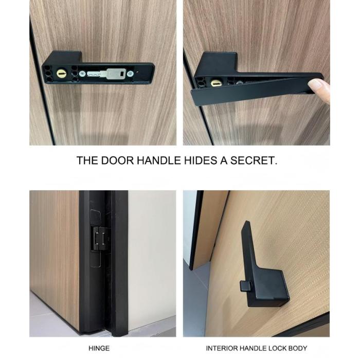 Porta de laje sólida com moldura de alumínio e fechadura secreta