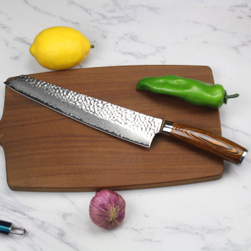 Cuchillo profesional Santoku de 9,5 pulgadas. Cuchillo damasco.