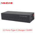 12 Ports Type-C Charger 360W Quick Charge