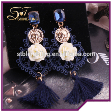 Women's Crystal Flower Earring Tassel Earrings For Women Statement Earrings Stud Brincos Grandes For Women