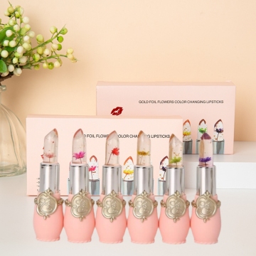 Korean Cute Organic Flower Jelly Lipstick Set - Tinted Lip Balm with Temperature Color Change