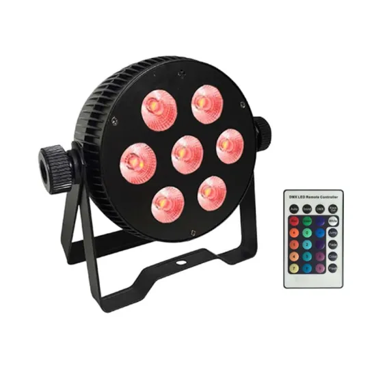 7-in-1 8W RGBWA+UV IR Mini Flat PAR Light with Remote Control