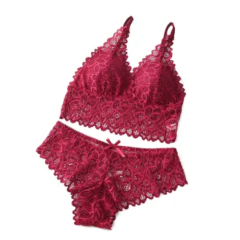 Lacy Lace Bralette Brief Set with Removable Pads