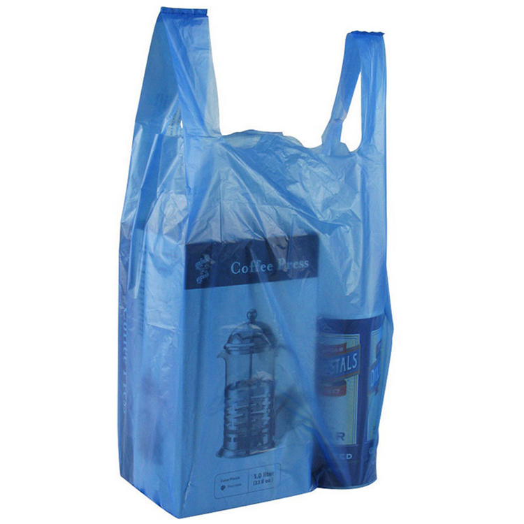 Supermarket custom plastic clear shopping plastic bags with vest handles for bento