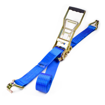 2" 5000kgs 50mm ERGO Mechanism Ratchet Buckle Tiedowns Blue Straps With 2 Inch Double J Hooks