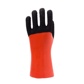 Fluorescencyjne pomarańczowe rękawice z PVC, czarne wykończenie z pianki