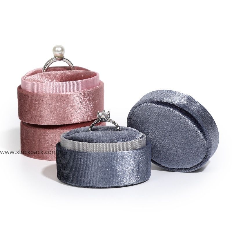 OEM LOGO Jewellery Oval Ring Cases Velvet Boxes
