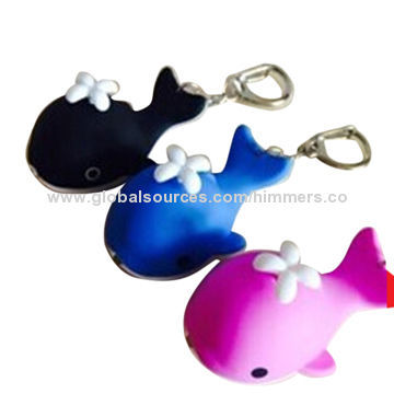 Customized logo free promotional fish LED sound light key-chain