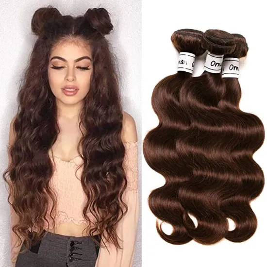 Wholesale Brown Brazilian Body Wave Hair Bundles Cheap Remy Hair Extensions 4# Color Brazilian Hair Weave Bundles For Women