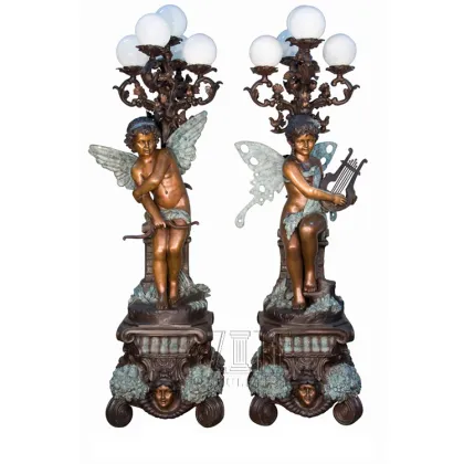 Fine Workmanship metal crafts bronze lady sculpture lamps