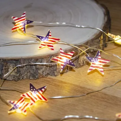 40 LED Stars Battery-Powered Remote Control Patriotic Holiday Decorative Lights