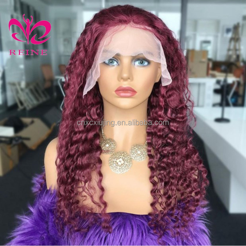 99J Colored Lace Front Human Hair Wigs Deep Wave Burgundy 13x4 HD Transparent Lace Frontal Wig Glueless Wine Red Wig For Women