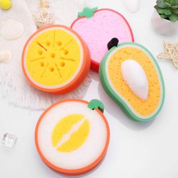 Fun Fruit Design Baby Bath Sponge: Ultra-Soft, Exfoliating Puff for Gentle Newborn, Kids, and Toddler Bathing