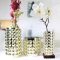 Cylinder Glass Vase With Metallic Embossed Golden Ball