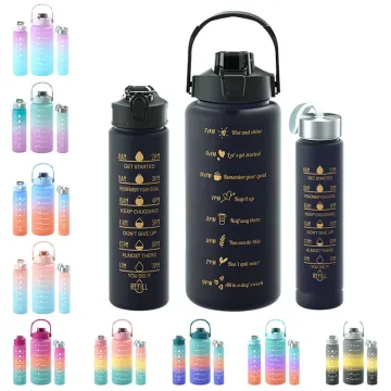 Wholesale 3-Piece Set of Plastic Water Bottles Including 2000ml, 900ml, and 500ml Sizes with Frosted Gradient Design - Portable 2L Water Bottles