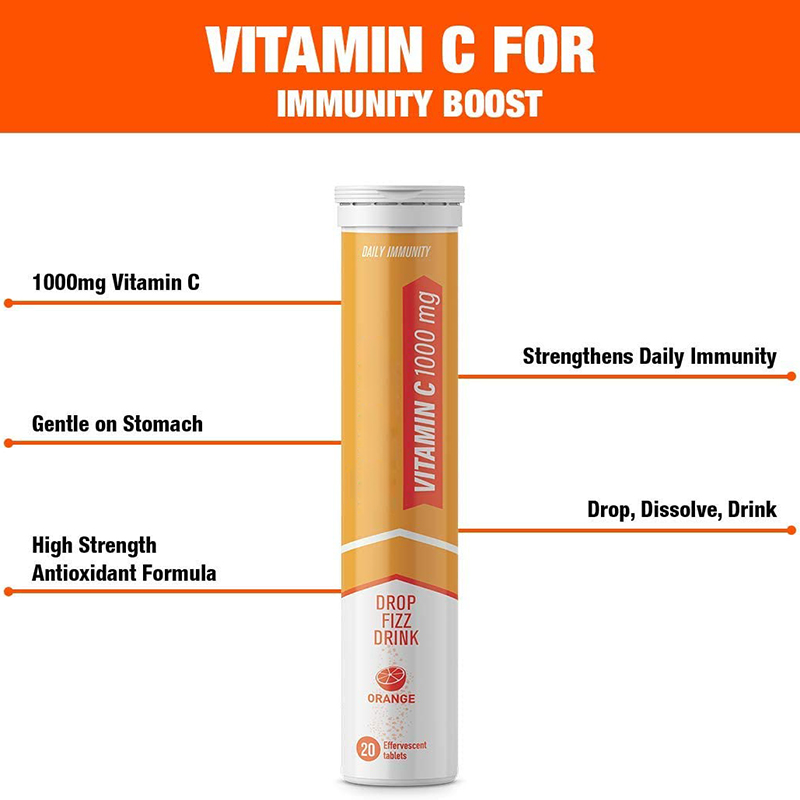 OEM Service Custom Orange Flavor Calcium Vitamin C Effervescent Tablet For Immunity Private Label