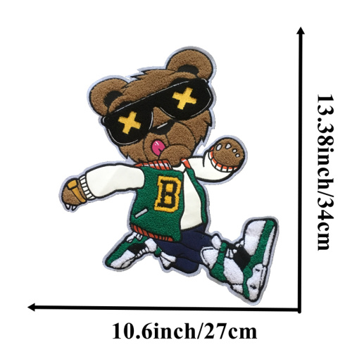 새로운 브라운 베어 셔닐 자수 패치