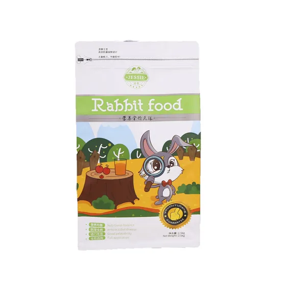 Matte Aluminum Foil Packaging Bag For Pet Food Plastic Zipper Bag For Rabbit Dried Food