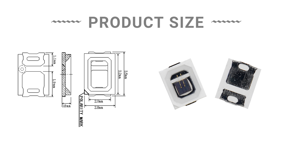 Size of 2835FIRC77L42I1A 770nm High Power LED 3W Single Chip SMD