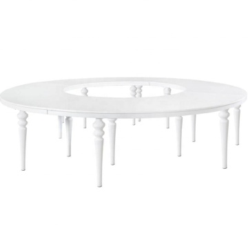 White Stainless Steel S Shape Half Moon Wedding Dining Table 340cm