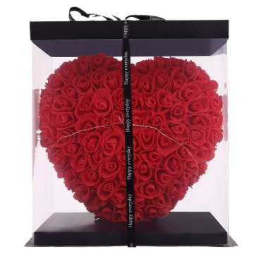 2025 Popular Artificial Rose Heart with PVC Box for Valentine's Day