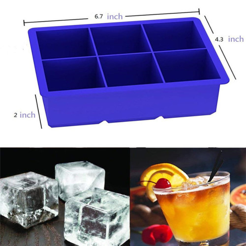 6 Cavities Soft Silicone Ice Cube Tray