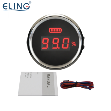 ELING 52mm Digital Battery Charge Level Indicator with LED Display and Red Backlight