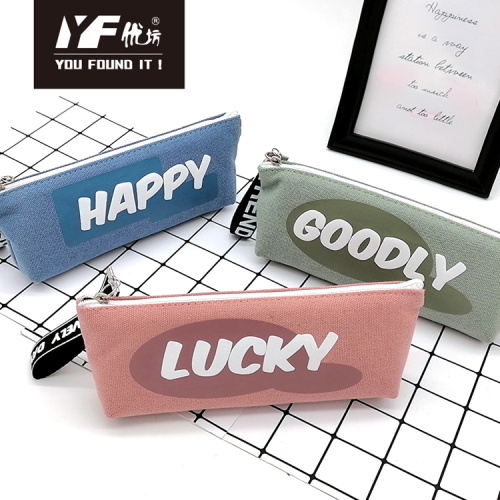 Custom creative word style canvas zipper pencil case