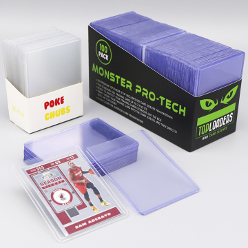 Factory Wholesale 35PT 55PT 75PT Top Loader Trading Card Sleeve Holder Custom 3x4in Sports Card Toploaders Plastic