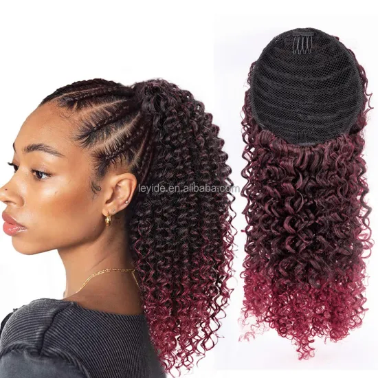 AliLeader Afro Kinky Curly Weave Ponytail Hairpieces Clip Ins Natural Curls Pony Tails Extensions Drawstring Ponytail
