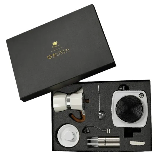 Gift Set: Moka Pot, Italian Hand-Grinding Pour-Over Coffee Utensils for Coffee Lovers