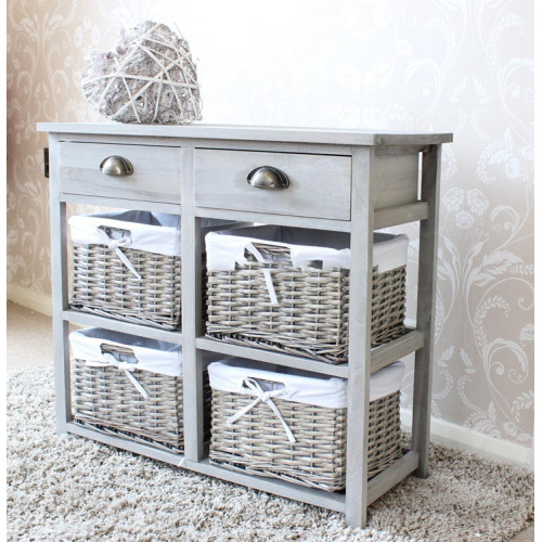 Arts and Crafts Storage Units Vintage Grey Range Drawer and Four Wicker Basket Supplier