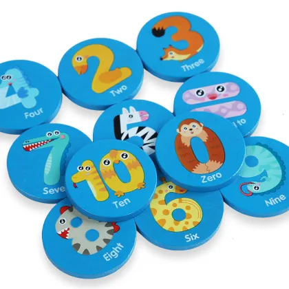Memory Exercise: Wood Chip Learning, Number Cognition, Cartoon Digital Matching Memory Game