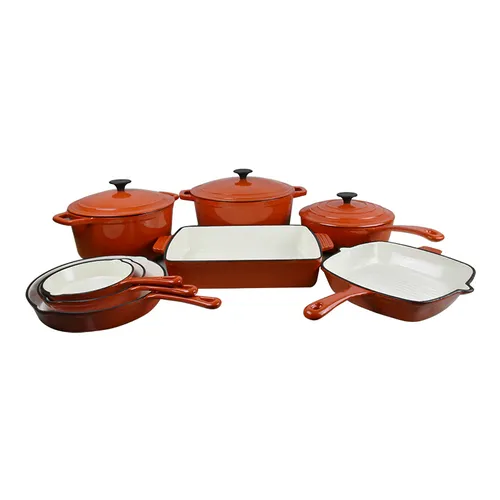 Enameled cast iron cookware set 8 pieces