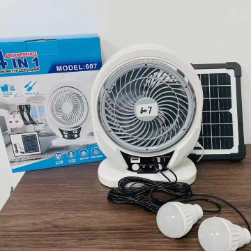 CE FCC Certified 8 Inch Portable Solar-Powered Electric Fan with LED Light