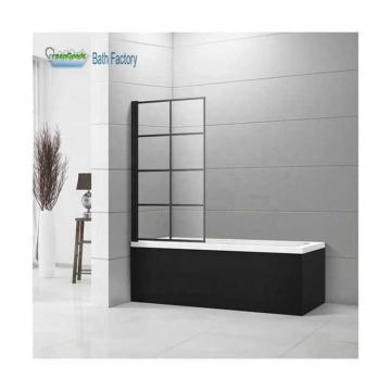 Modern 6mm Clear Glass Black Tub Door Bath Shower Screen