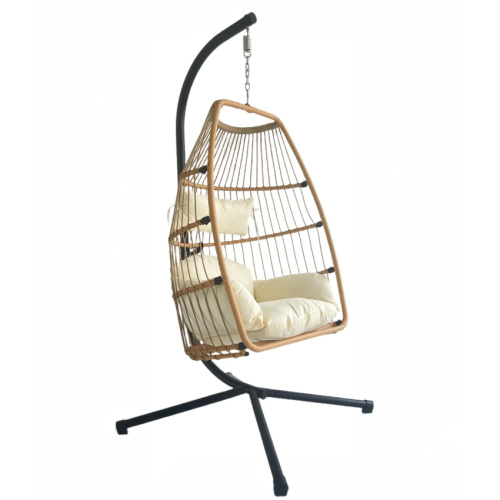 Foldable PE Rattan Hanging Egg Swing Chair