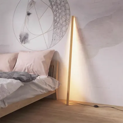 Nordic Solid Wood LED Floor Lamp for Bedroom and Living Room