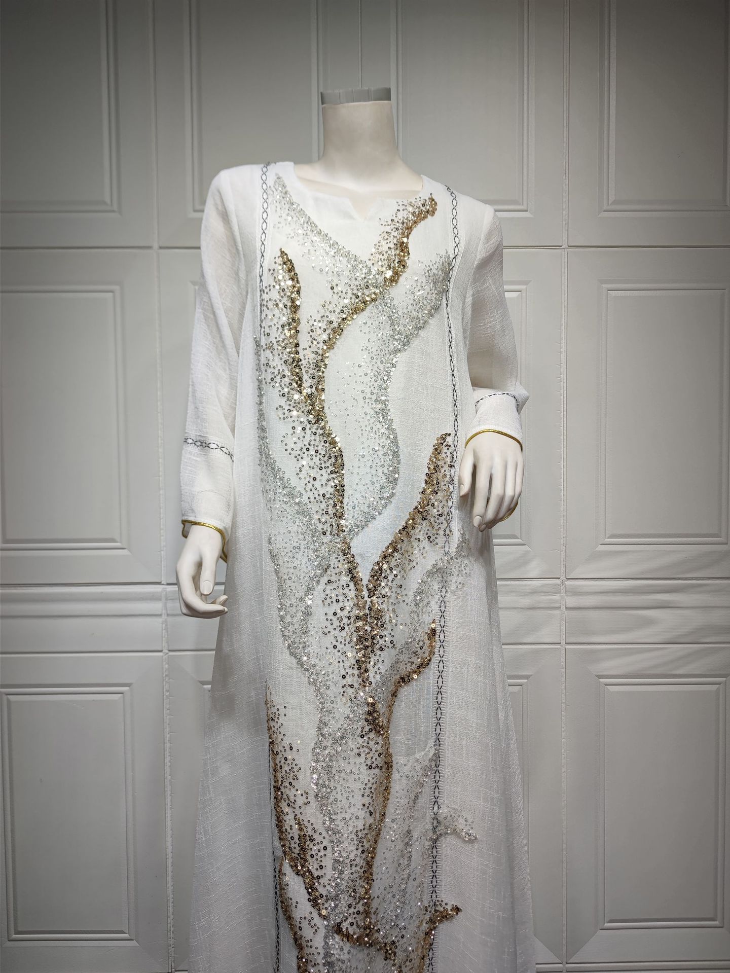 Luxury Mesh Embroidered Abaya Dress for Women