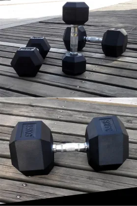 High Quality Gym Equipment Rubber Dumbbells Free Weights Hexagonal Dumbbells Cheapest Dumbbells Online