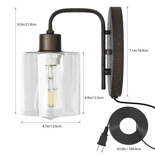 Industrial Bathroom Sconces Wall Lighting with Glass Shade