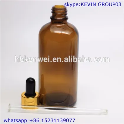 100ml amber frosted dropper bottles with golden screw cap