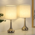 Silver Base Bedside Nightstand Lamp Set of 2