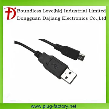 High quality 0.5A copper black mini USB connector cable
